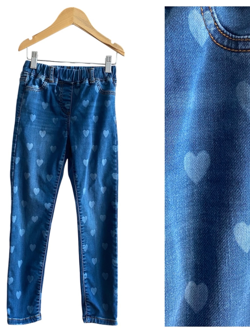 Mini Boden Star Print Denim Pull On Pants 8